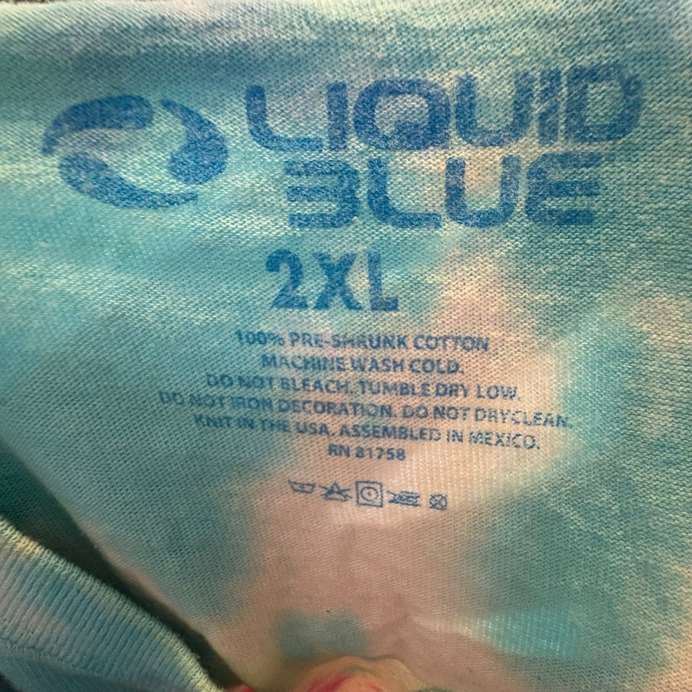 Liquid Blue Psychedelic Mushroom Music Band Tie-Dye T-Shirt Swirl Graphic 2XL - Picture 4 of 4